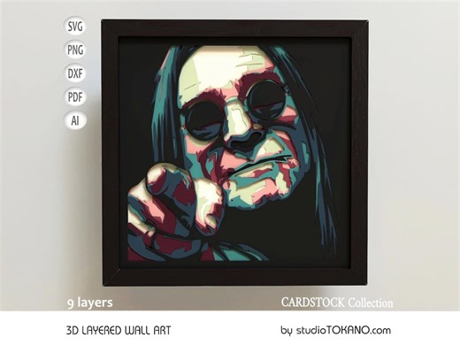 Laser Cut Shadow Box Ozzy Osbourne SVG | Multilayer Rock Icon Papercut Template | 3D Layered Mandala File Cricut, Glowforge, Xtool Wall Art - Etsy