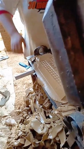 Pressing And Shaping Wet Clay Blocks Using A Traditional Manual Brick Making Machine