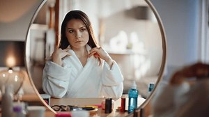 Woman Looking Mirror Reflection Sitting Bedroom Stock Footage Video (100% Royalty-free) 3767063881 | Shutterstock