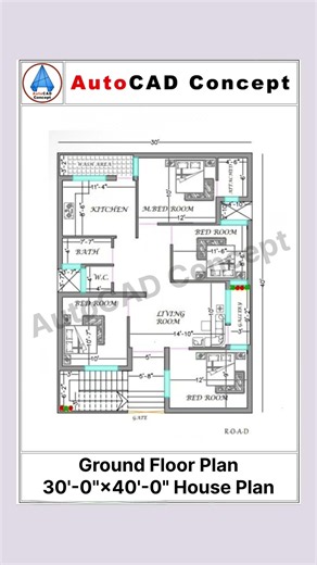 30x40 house plan | Home plan | Small house design | Architecture Plan Layout | House Design