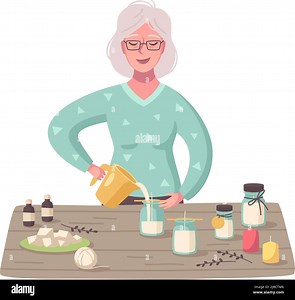 Elderly woman preparing Stock Vector Images - Alamy