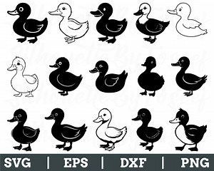 Cute Duckling Svg, Duckling Silhouette, Cute Duck Vector, Dxf, Png