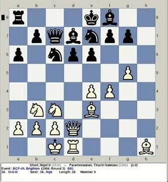 Short, Nigel D vs Parameswaran, Tiruchi Natesan | BCF Chess 1984, Brighton England