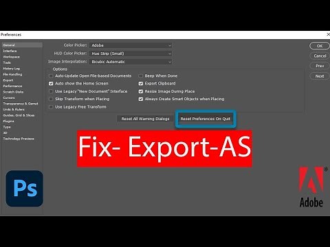 How to fix Adobe Photoshop CC Export As not working