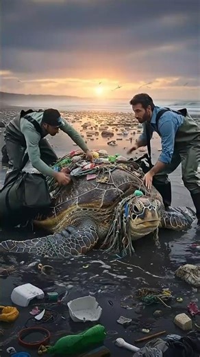 This Turtle Was Trapped in Junk... Wait for the Ending! #shorts
