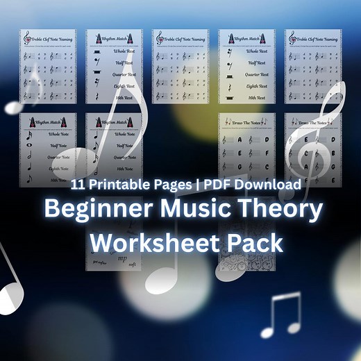 Beginner Music Theory Worksheets PDF – Treble Clef, Rhythm, Note Naming, Rests, Coloring Page – Printable Music Activity for Kids - Etsy UK