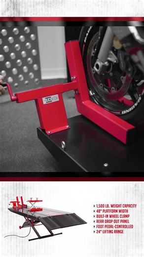 ⚡ Our #1 Motorcycle Lift is 15% Off this week!⚡ Our Black Widow Extra-Wide Pneumatic Motorcycle Lift is back in-stock and ready to ship today. With 1500 lb. weight capacity & a 105-1/2"L x 48"W platform, it has never been easier to work on your touring, cruiser, or other large bikes from the convenience of your garage. Hear from our satisfied customers: 🏍️ "Everything you need to make your cycle work easier, packed well easy to put together, " from Ken 🏍️ "Use it almost daily lifting everythin