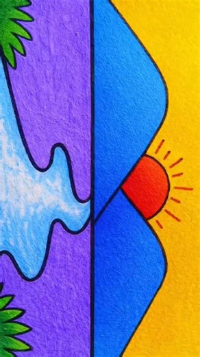 Beautiful Scenery Drawing Step by Step | Easy Nature Drawing for Beginners | #shorts #shortsfeed