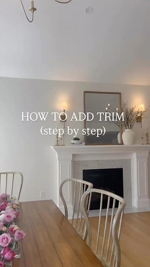Claudia & Jimmy | creating a casa on Instagram: "Our quick step by step process on how to apply trim to your wall! We have 2 other longer videos on our page that go more in depth on the process but here is a quick snapshot of those two videos condensed into one. 1. Calculate your wall trim (see our pinned video on how to calculate on any wall, any box configuration) 2. Tape it out..we love to get an idea of what it’s all going to look like before making cuts 3. Use a stud finder to attach your c
