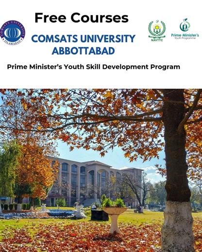 Free Courses 🚨 COMSATS University Abbottabad Campus offer free courses in collaboration with Government of Pakistan. >Graphic Design (UI/UX) >Digital Marketing & SEO >Web Development >Advanced CAD/CAM >Investing In Stock Market Last date to Apply December 8, 2025. Apply Now: https://nsis.navttc.gov.pk/sign-in or Visit Admission Office of COMSATS University Abbottabad Campus, Timing 9:30AM to 01:30PM, Monday to Friday. Contact on WhatsApp 0310 5701977 #navtacc #freecourses | COMSATS University I