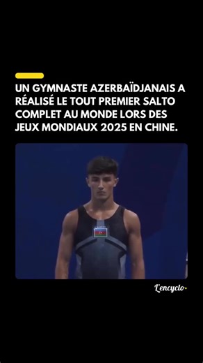 L’encyclopédiste 🌟 on Instagram: "Un full-full-full est un triple salto arrière avec une rotation complète de 360° dans chacun des trois sauts périlleux. Lors des Jeux mondiaux 2025 à Chengdu, en Chine, le gymnaste azéri Tofig Aliyev, représentant l’Azerbaïdjan en tumbling, a offert une prestation spectaculaire qui a captivé l’attention du monde entier. En finale de tumbling, Aliyev a réalisé une série d’une difficulté exceptionnelle : un triple salto avec triple rotation, une figure rarement e