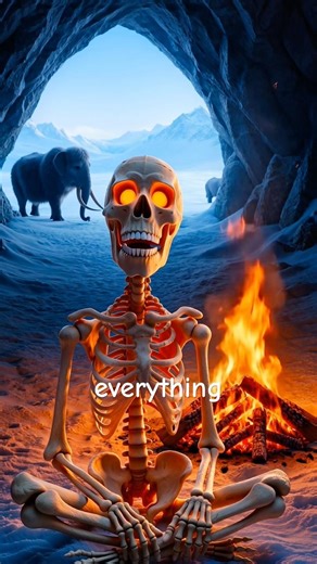 Skeleton Discovers Fire in the Ice Age… First Warmth Ever! 💀🔥 (30 Sec Chaos) #iceageart #icetime