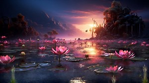 Fireflies, Butterflies, Pond. Free Stock Video