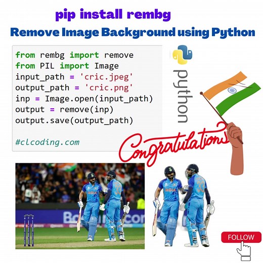 5.1K views · 46 reactions | Remove Image Background using Python https://youtu.be/RkdFkhfMK2k | Python Coding | Facebook