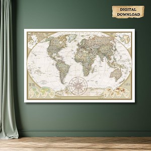 Printable Vintage World Map Antique Style, Very Detailed Map of the World Decorative Historical Atlas Wall Art DIGITAL DOWNLOAD - Etsy