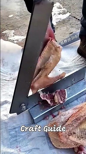 Cutting Frozen Meat with GIANT Cleaver! 🥶🔪