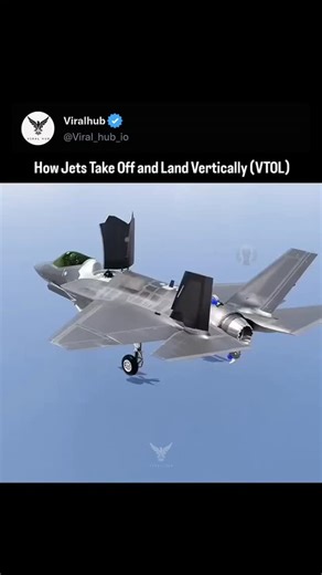 Viral Hub on Instagram: "Vertical Take-Off and Landing (VTOL) in jet aircraft is achieved by redirecting engine thrust downward to overcome gravity without the need for traditional runways. Two primary methods define this capability in modern aviation: thrust vectoring and shaft-driven lift fans. In the legacy Harrier Jump Jet, a single engine utilizes four rotating nozzles that swivel in unison to direct exhaust either backward for level flight or 90 degrees downward for vertical lift and hover