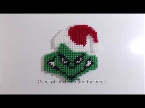 How to make a plastic canvas The Grinch tissue box