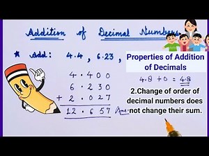 💥Addition of DECIMALS | Properties of addition | How to add decimals🎯