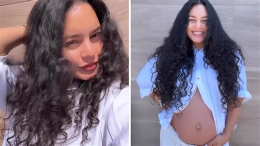 Pregnant Vanessa Hudgens cradles her growing baby bump