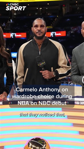 27K views · 219 reactions | Carmelo Anthony, legendary New York Knicks basketball player, discusses his wardrobe choice for his broadcast debut with NBC on this week’s CNBC Sport videocast. Sign up for the CNBC Sport newsletter and watch the full interview: cnb.cx/3WQ4QD3 | CNBC | Facebook