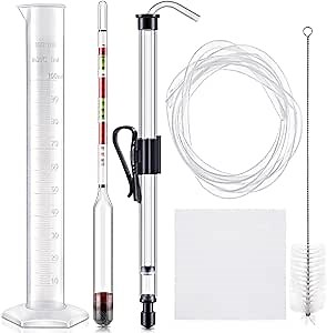 Teenyyou Auto Siphon Mini and Triple Scale Hydrometer, 6 Feet of Food Safe Tubing & Clamp and Plastic Test Jar, Brix and Gravity Test Kit for Wine, Home Brewing, Winemaking Kit, Liquid Transfer