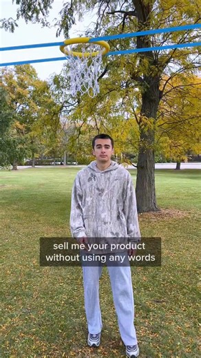 Halo Ball on Instagram: "Sell me your product without words!! 🐐🎙️ #product #invention #entrepreneur #game #sports #outdoors #yardgame #portablehoop"