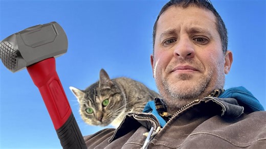 Trying the frozen water trough challenge on a cold day