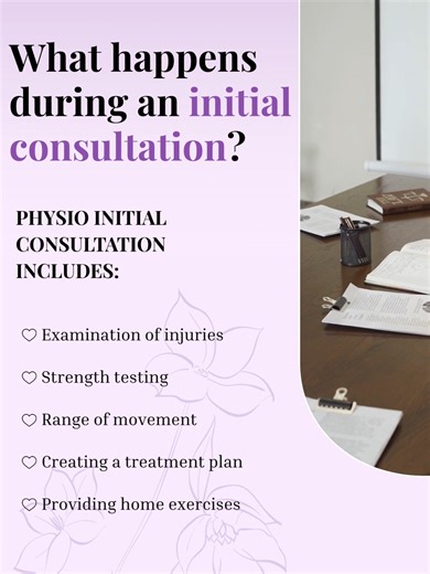 Wondering what to expect when you step into the clinic for the first time? 🤔 Here is a breakdown of your initial physio consultation! What happens during your first visit: Examination of injuries: We take a deep dive into what’s going on. Strength testing: Checking how your muscles are performing. Range of movement: Seeing how well your joints and body can move. Creating a treatment plan: You and your physio work together to build a roadmap for your recovery. Providing home exercises: Practical