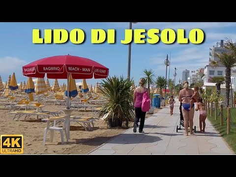 Lido di Jesolo, Beach Walking Tour / 4K UHD