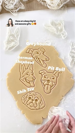 Greyhound, German Shepherd, Pit Bull, Shih Tzu cookie cutters ❤️ Custom Pet Portrait