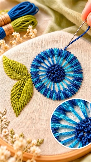 Easy Woven Wheel Flower Embroidery 🌸