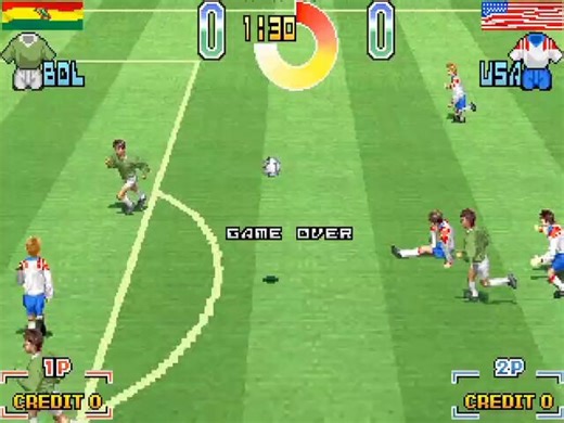 Taito’s Power Goal is an arcade soccer sensation! Experience fluid scrolling, bone-crunching tackles, and spectacular special shots.I seem to recall a special flaming kick secret move that the game has but can't remember what the input was 🤔