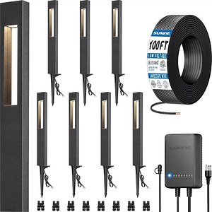 SUNVIE LED Low Voltage Landscape Lighting Kit, 8 Pack Pathway Lights with Transformer and Wire