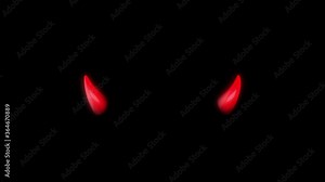 Set of 6 Red devil horn animation on transparent background. Alpha channel. Good and evil concept. Suitable for such videos as about Halloween, mystical movies, comedy, music videos, memes, etc.