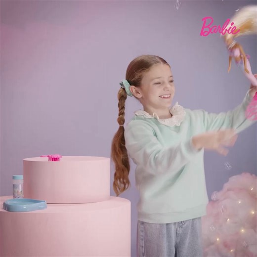 Open up a world of bubble-filled fun with Barbie Bubble Sparkle Mermaid doll! | Barbie