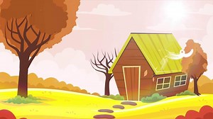 Cartoon Autumn Landscape Looped 4K