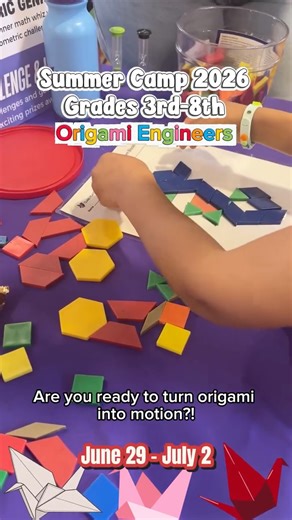 Tip-Top Brain Tutoring Center - Classes & STEAM Camps on Instagram: "📄✨ What if a single fold could re-engineer the way we think? 📚 This summer, our Grades 3–8 campers will discover how origami is more than art, it’s engineering in motion! From foldable everyday objects to real-world design breakthroughs, students will explore how simple folds inspire some of today’s smartest innovations. Throughout the week, campers will design, build, test, and create their own origami-based projects, leavin