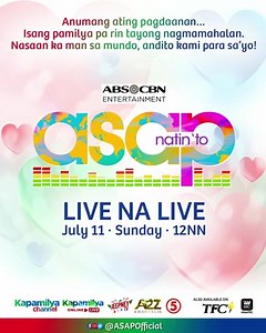 It’s an all-star Kapamilya Forever celebration dahil anumang pagdaanan isang pamilya pa rin tayong nagmamahalan! At bilang pasasalamat, sama-sama tayo ngayong Linggo LIVE sa ASAP Natin ‘To! | ASAPOFFICIAL
