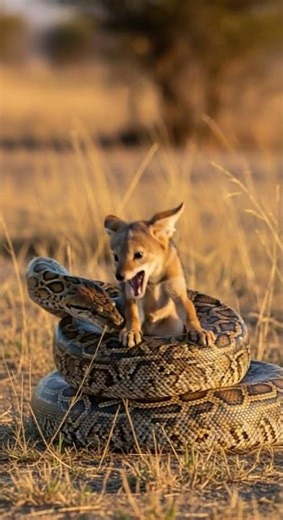 Will the python manage to swallow the jackal? Watch the epic struggle unfold