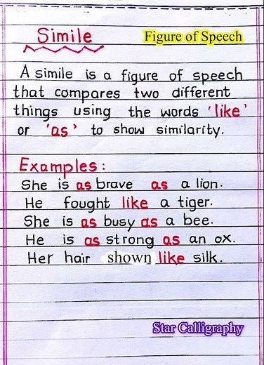 What is Simile | Simile explained in English | Figure of Speech Simile Metaphor personification etc.