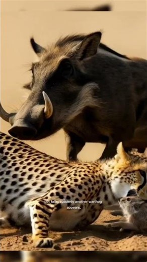 Dramatic Savannah Action: Cheetah Carries Warthog Cub, Rescued by Mother and Herd