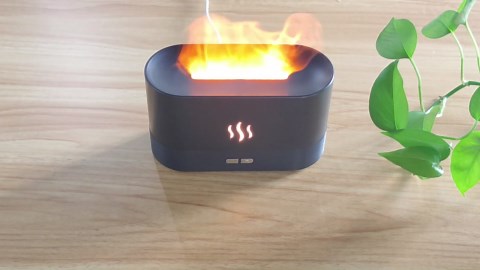 Flame Diffuser Mist Humidifier Aromatherapy Diffuser with Waterless Auto-Off Protection for Spa Home Yoga Office（Black）