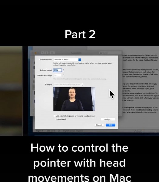 iView Learning - Part 2 - Learn how to control the pointer with head movements on Mac. Like for Part 3 to perform actions with facial expressions. #howto #tips #bitesize #tutorial #technology #system #apple #accessibility #accessibilitymatters #mac #appleaccessibility