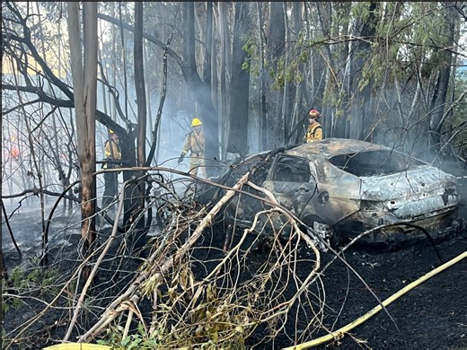 2 injured after vehicle fire spreads to nearby vegetation in San Mateo County