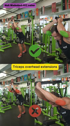 9.3K views · 65 reactions | A small angle tweak — big triceps payoff! When you do overhead extensions, don’t keep your arms too close. Move them out in a V. That opens up the optimal range of motion for your long head to fully stretch and contract. #tricepsworkout #overheadextensions #armworkout #gymform #fitnesstips #muscleactivation #armday #trainingtips #workoutmotivation #fitnesscoach | Maik Wiedenbach | Facebook