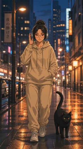 You're Walking Alone at Night with Music 🎧 | Lofi Animation Loop