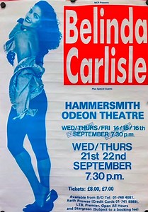 #FlashbackFriday September 1988 Wow! 37 years ago, on almost the exact same date, I played three back to back sold-out shows at the Hammersmith Odeon... and then added two more!. It's the exact same venue I am playing tonight, just it was called a different name back then. | Belinda Carlisle