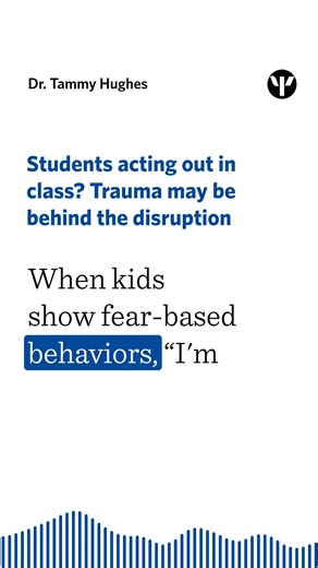Exposure to trauma that is not addressed can cause students to act out in class. “Disruptive behaviors are probably the most important to understand, because they’re the most likely to be misinterpreted,” says Dr. Tammy Hughes. Learn more about how to help students exposed to trauma: https://at.apa.org/a5d58b | American Psychological Association