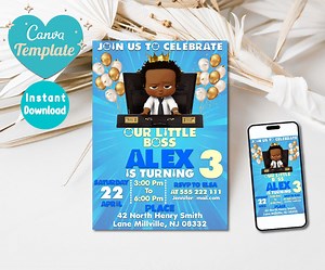 Editable Baby Boss Boy Birthday Invitation | Boss Baby Party Invitation | Birthday Template Editable and Printable | Invite Instant Download - Etsy